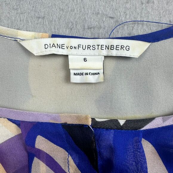 Diane Von Furstenberg 100% Silk Dress Long Sleeve Hi-Lo Floral Summer Dress Sz 6 - Picture 15 of 15